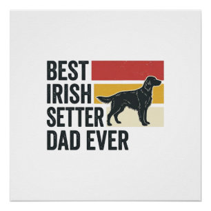 Poster Meilleur papa Setter Irlandais Vintage Design pour