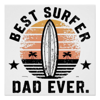 Poster Meilleur papa surfeur jamais