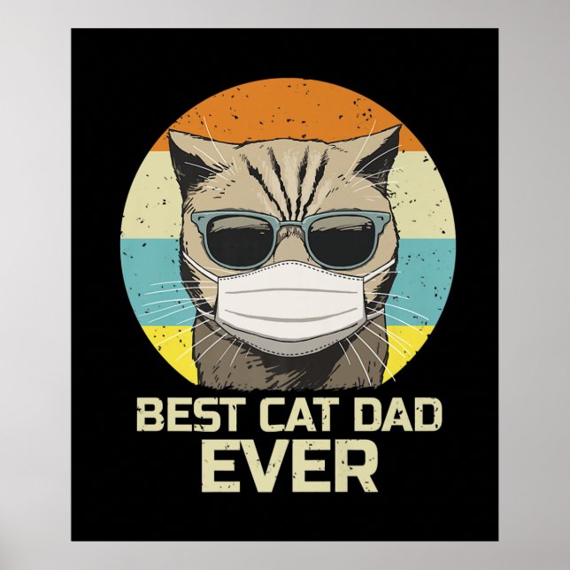 Poster Meilleur père de chat jamais | Lunettes de soleil  (Devant)