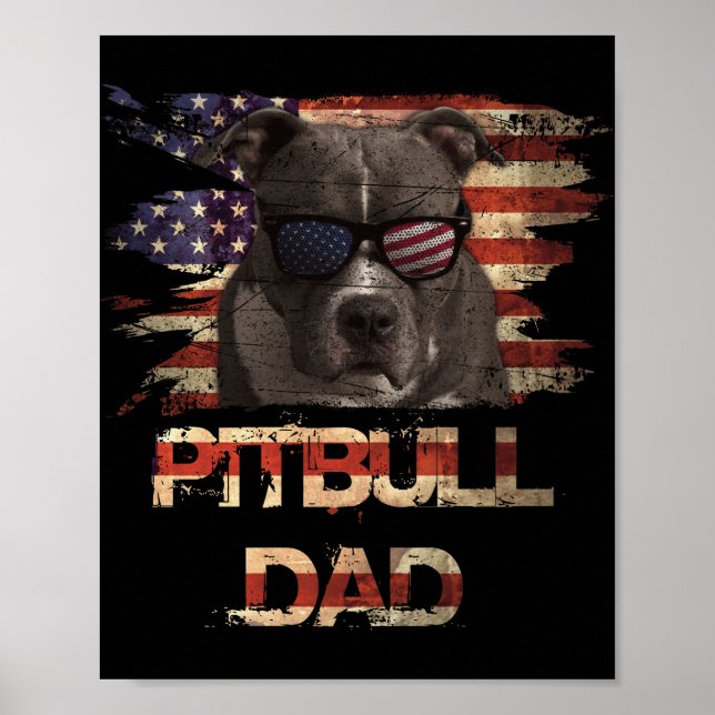 Poster Meilleur Pitbull Papa Ever Chemise American Drapea (Devant)