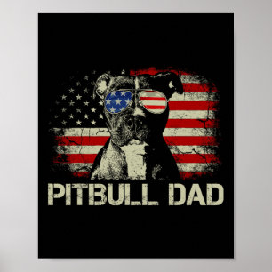 Poster Meilleur Pitbull Papa Jamais Chemise Drapeau Améri