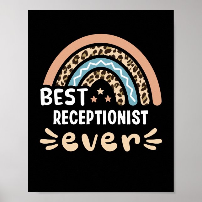 Poster Meilleur réceptionniste jamais Leopard Rainbow Gif (Devant)