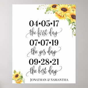 Poster Meilleure date mariage oui jour signe de tournesol