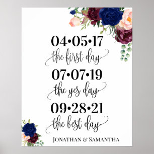 Poster Meilleure journée mariage date oui jour marine bur