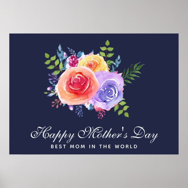 Poster Meilleure maman dans le monde Roses de la fête des (Devant)