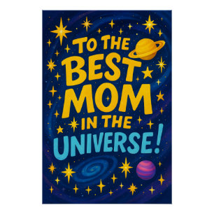 Poster Meilleure maman dans l'univers - Fête des mères co