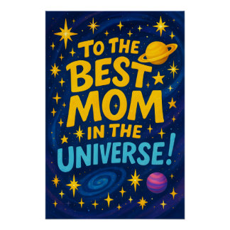 Poster Meilleure maman dans l'univers - Fête des mères co