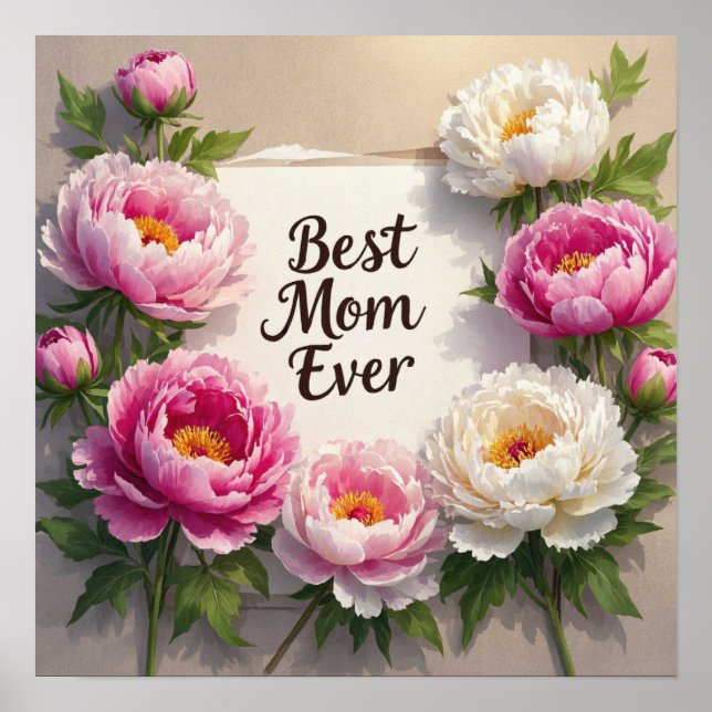 Poster Meilleure Maman Ever"Peines peintes à la main et c (Devant)