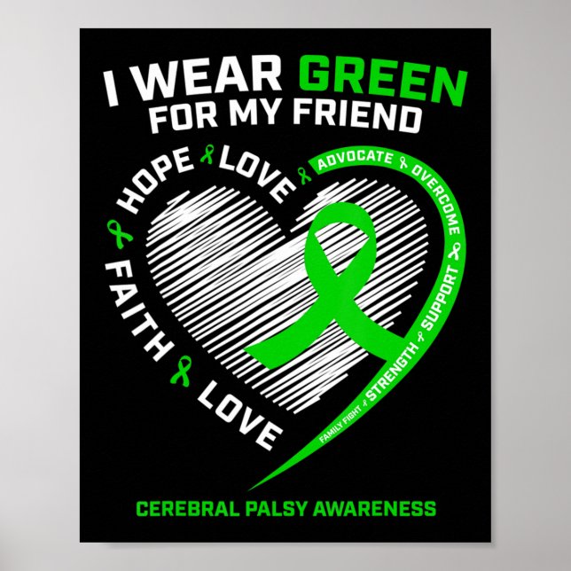 Poster Meilleurs Cadeaux D'Ami Je Porte Vert Pour Mon Ami (Devant)
