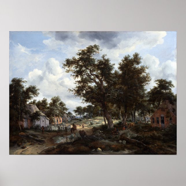 Poster Meindert Hobbema et Abraham Storck Une terre en bo (Devant)