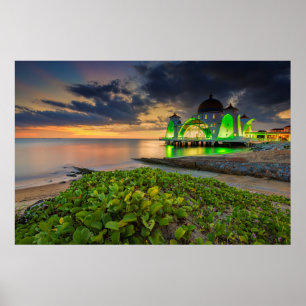 Poster Melaka pendant le coucher du soleil Masjid Selat