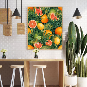 Poster Mélange Citron Tropical – Aquarelle Citron, Orange