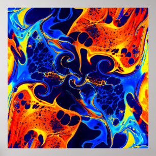 Poster mélange coloré de peintures néon tourbillonnant su