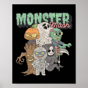 Poster Mélange de monstres drôles mignons Frankenstein Fi