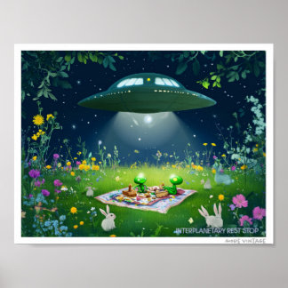 POSTER MÉLANGE DÉCALÉ D'ALIENS, DE PIXIES ET DE FÉES