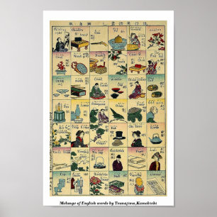 Poster Mélange des mots anglais par Tsunajima, Kamekichi