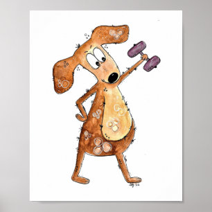 Poster Mélange Whimsical Brown Chien Poids de levage