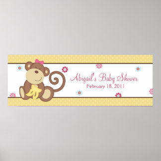 Poster Melanie la bannière du Baby shower singe