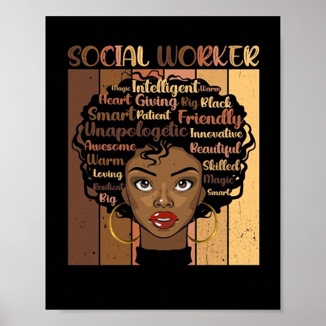 Poster Melanin Social Worker Afro Hair Histoire Noire (Devant)