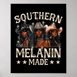 Poster Mélanine a fait Juneteenth Sud Cowgirl Noire Bla