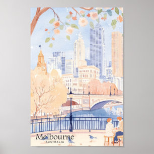 Poster Melbourne Australie Gouache Illustration Voyage