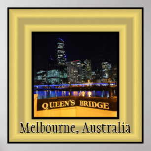 Poster Melbourne Australie Lumières CBD au-dessus du pont