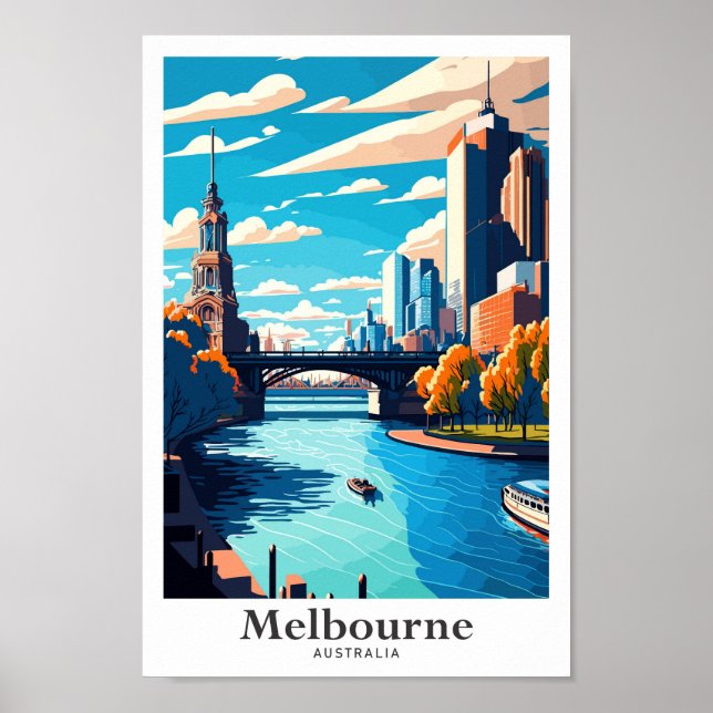 Poster Melbourne Australie Travel Art Vintage (Devant)