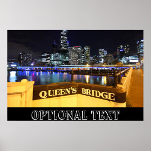Poster Melbourne CBD Queens Bridge City Lights