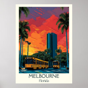 Poster Melbourne Florida Vintage Cityscape Travel Art