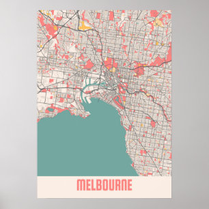 Poster Melbourne - Plan de la ville de Chalk Australie