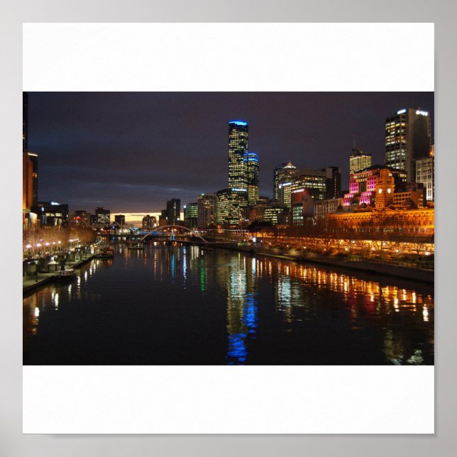 Poster Melbourne Soirée Skyline (Devant)