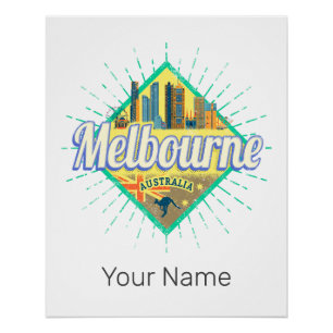 Poster Melbourne Victoria Australia Retro Skyline Vintage