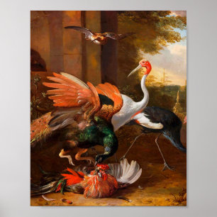 Poster Melchior d'Hondecoeter - Oiseaux dans un parc