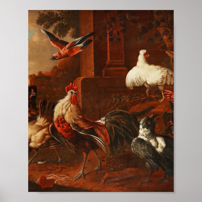 Poster Melchior d'Hondécoeter - Oiseaux dans un parc - To (Devant)