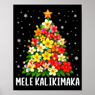 Poster Mele Kalikimaka Arbre de Noël Hawaïen Floral Pjs