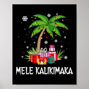 Poster Mele Kalikimaka Hawaii Palm Tree Famil