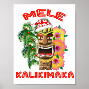 Poster Mele Kalikimaka le père noël Tiki