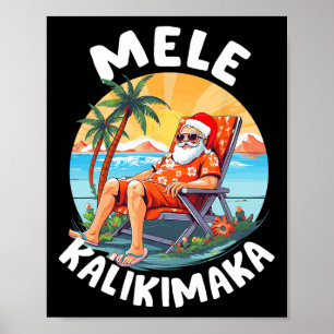 Poster Mele Kalikimaka Noël hawaïen à Hawaï bain de solei