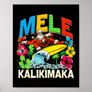 Poster Mele Kalikimaka Noël Noël Noël Père Noël été Hawai
