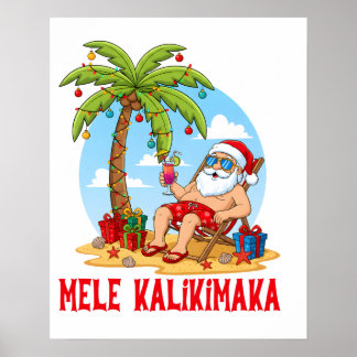Poster Mele Kalikimaka Santa Christmas
