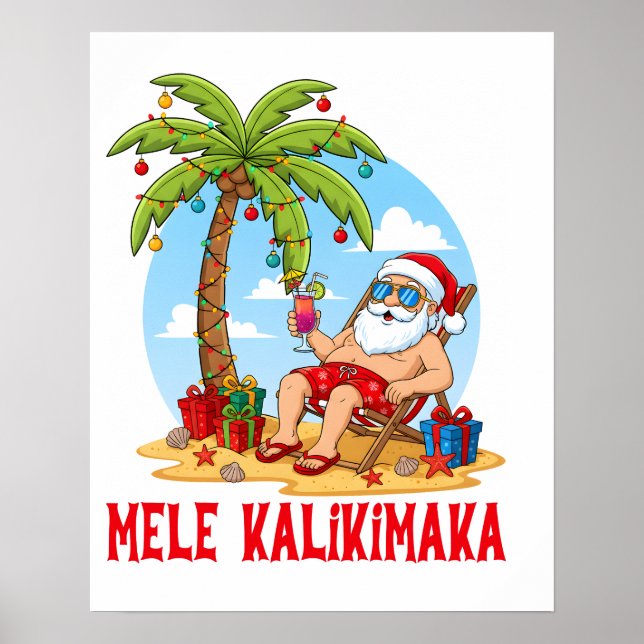 Poster Mele Kalikimaka Santa Christmas (Devant)