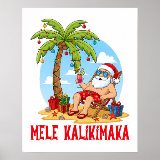 Poster Mele Kalikimaka Santa Christmas