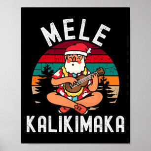 Poster Mele Kalikimaka Tropical Hawaiian Joyeux Noël