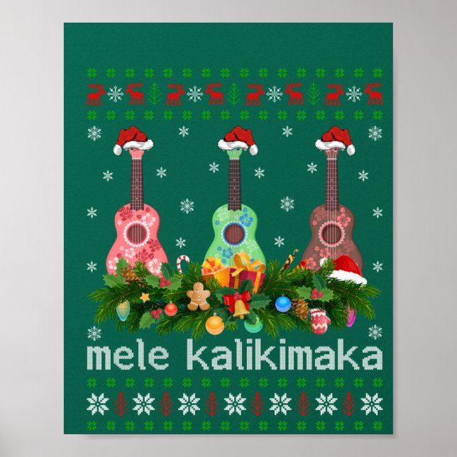 Poster Mele Kalikimaka Ukulele Guitare Cadeau Ukulele (Devant)