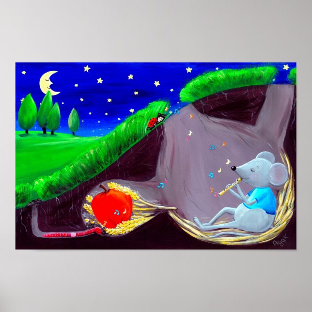 Poster Mélodie au Clair de Lune | Crèche Souris des Champ (Devant)