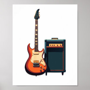 Poster Mélodie guitare électrique et amplificateur