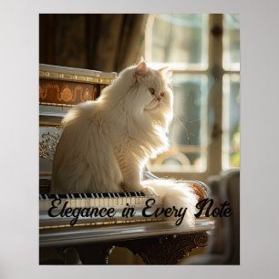 Poster Mélodie majestueuse : Chat persan sur le piano
