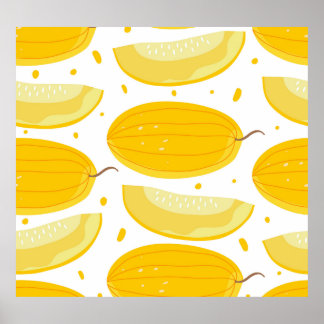 Poster Melon Doodle Fruit Design Vintage