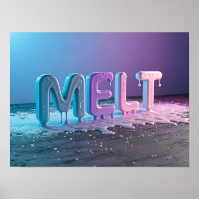 Poster MELT : Une typographie 3D Abstraite (Devant)