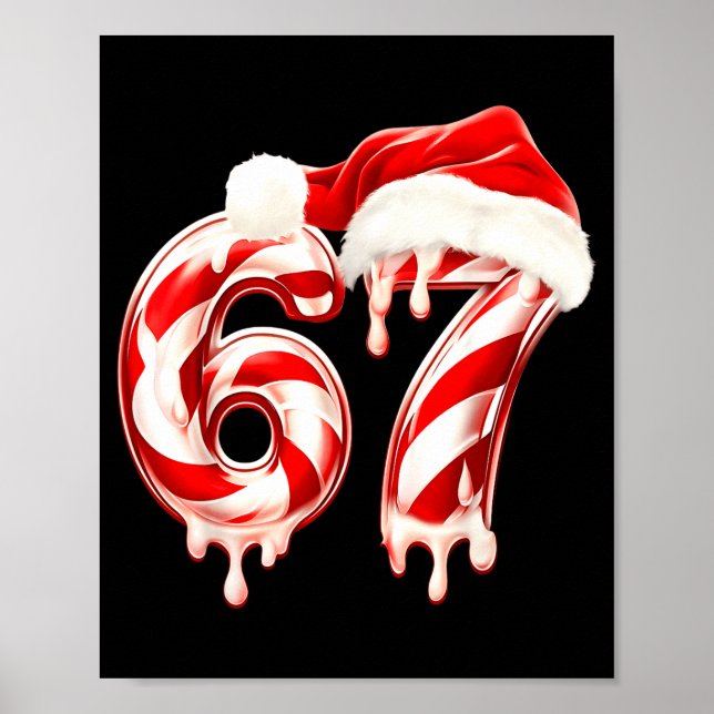 Poster Melting Candy Cane 67 Christmas Design, Santa Hat  (Devant)